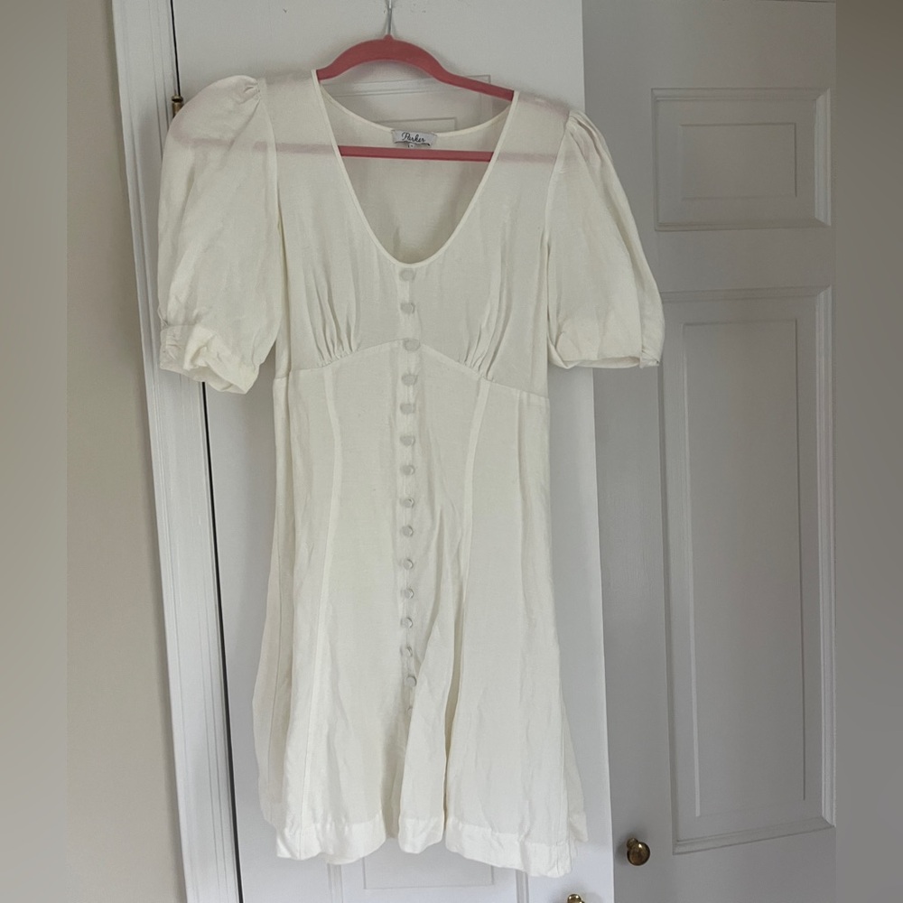 PARKER Cream Puff Sleeve Button-Down Dress